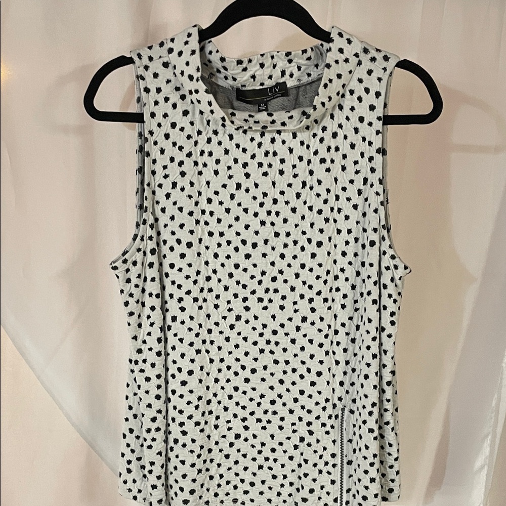 Habitat White Tank Top with Black Spot Print